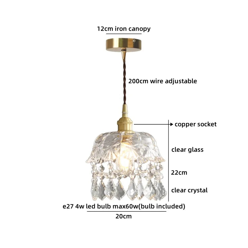 Axyaa Clear Glass Crystal LED Pendant Light for Luxury Home Decor