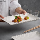 Axyaa Relief Flower Ceramic Sushi Plate Set