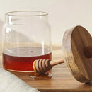 Axyaa Glass Honey Jar with Wooden Dispenser - Airtight Sealed Honey Storing Bottle