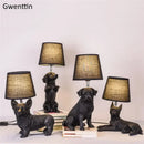 Dog Table Lamp Bedroom Bedside Light Modern LED Puppy Desk Lighting by Axyaa