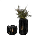 Axyaa Black Gold Resin Vase Crease Texture Abstract Craft Ornament Home Decor