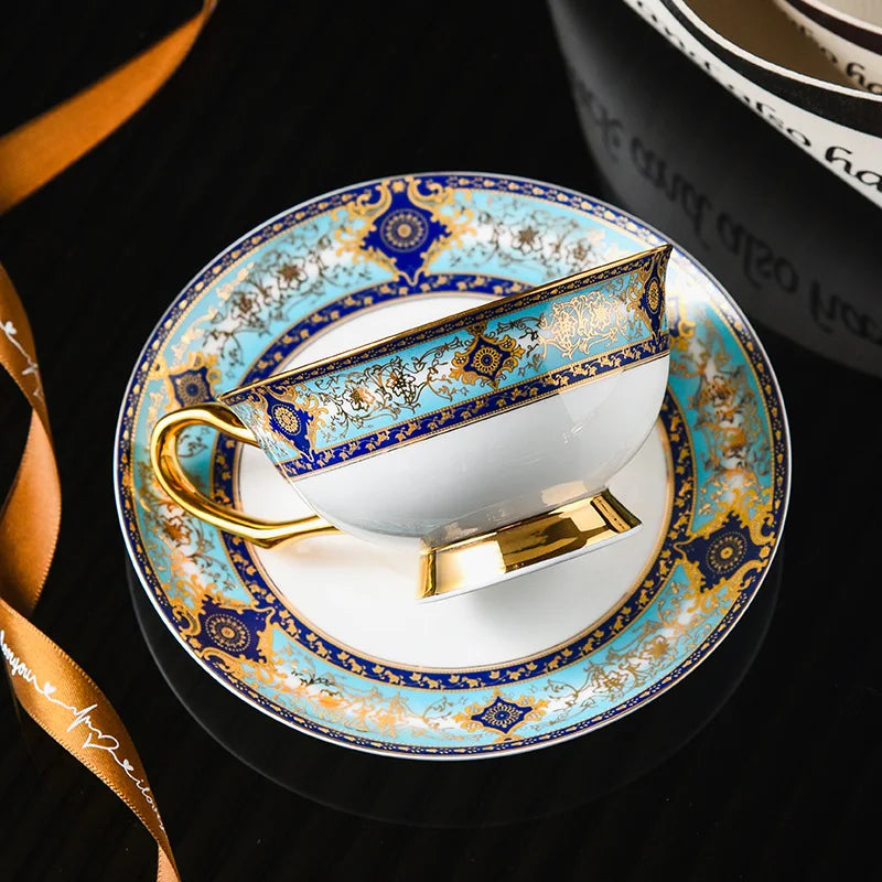 Axya Luxury Bone Tea Set with Saucer, Spoon - Elegant Coffee Cups & Christmas Gift