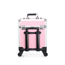Axyaa Aluminum Rolling Makeup Organizer Trolley Case with Trays