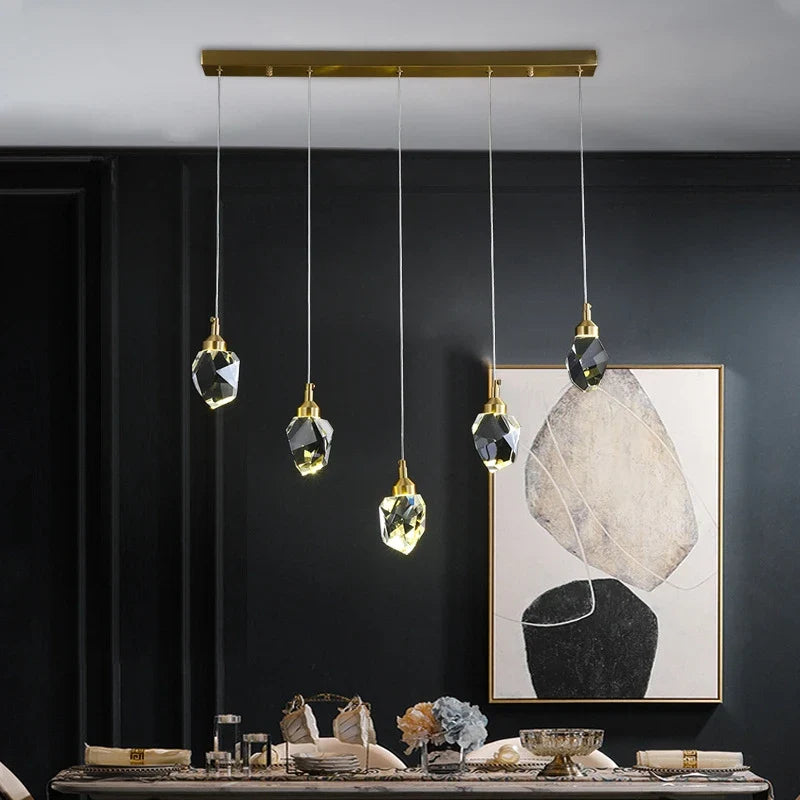 Axyaa Nordic Modern Crystal Chandelier LED Pendant Lights for Home Decor