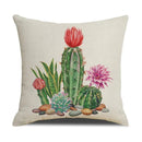 Axyaa Cactus Series Green Plant Printed 45*45cm Cushion Cover - Simple Style Square Pillowcase