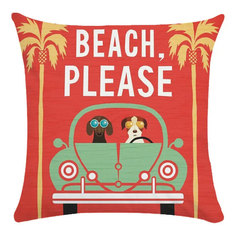 Funny Dog Driving Pattern Cushion Cover - Axyaa Decorative Pillow Case