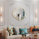 Axyaa Silver Wall Mirror with Golden Rim - Elegant Entryway Fireplace Decor