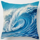 Axyaa Ocean Blue Wave Pattern Cushion Cover for Home Living Room Sofa