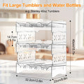 Axyaa Stackable Water Bottle & Cup Organizer: Cabinet Fridge Pantry Kitchen Storage Rack