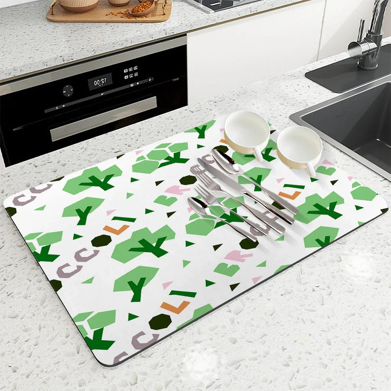 Axyaa Fruit Print Drying Mat for Kitchen, Absorbent & Anti-Slip Placemat