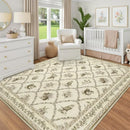 Axyaa Retro Pastoral Style Living Room Carpet Cream Animal Print Rug