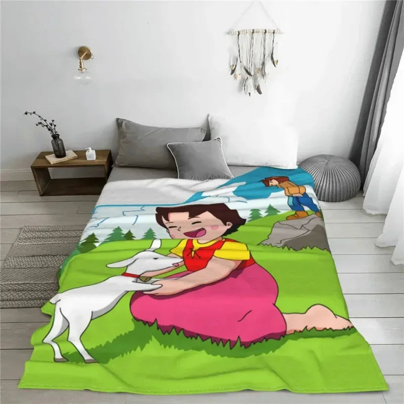 Heidi Alps Fleece Blanket Soft Cozy Throw Bedding for Sofa by Axyaa