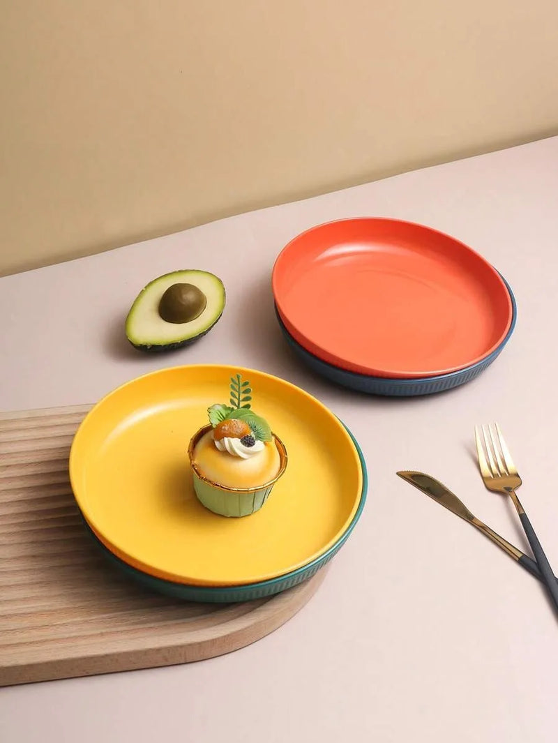 Axyaa Plastic Dinner & Dessert Plates, Reusable, Microwave & Dishwasher Safe