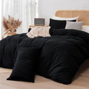 Axyaa Solid Color Washed Cotton Duvet Cover Set with Pillow Case
