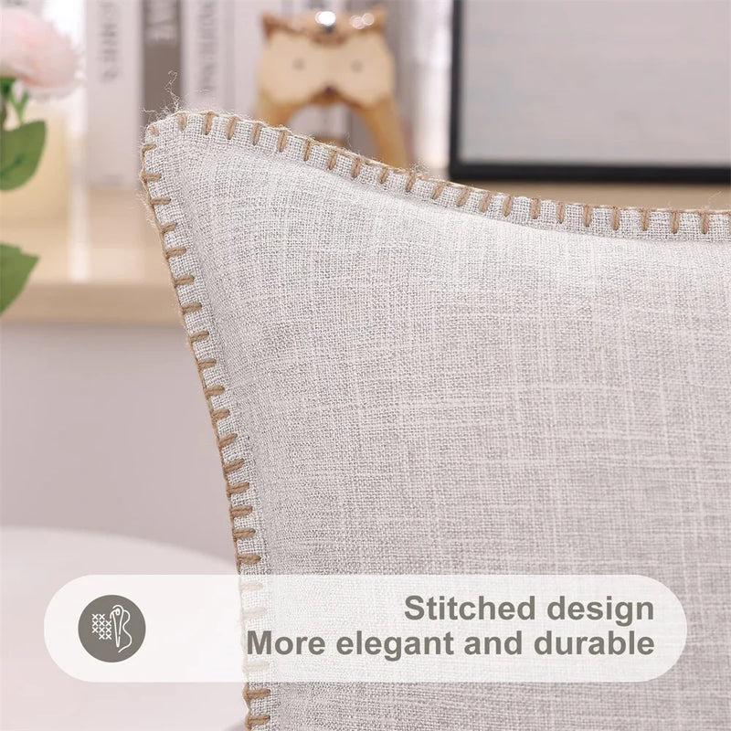 Axyaa Linen Chenille Pillow Case 50x50cm Sofa Bed Car Decorative Cushion Cover