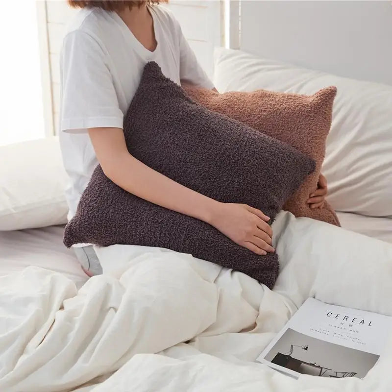 Axyaa Winter Soft Teddy Faux Fur Cushion Cover, Plush Throw Pillow Nordic Style