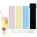 Axyaa Glass Straws Set - Reusable Eco-Friendly Smoothie Cocktail Bar Accessories