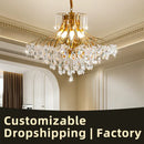 Axyaa French Crystal Chandelier & Modern Cream Style Dining Room Bedroom Fixtures