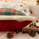 Axyaa Christmas Plush Pillowcase with Plaid Edge, Winter Imitation Rabbit Hair, Sofa Cushion Cover