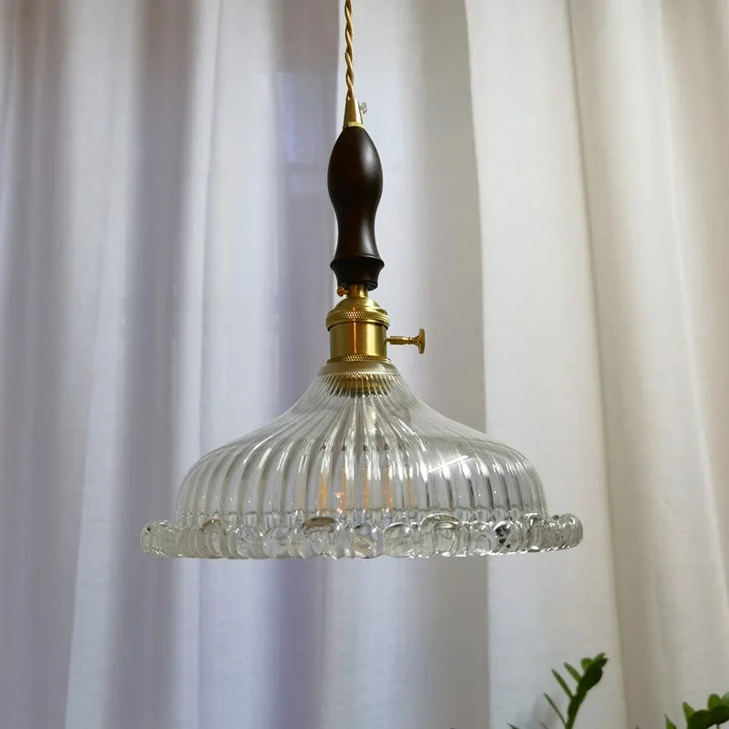 Axyaa Modern Wood Handle LED Pendant Light Fixtures for Dining Room