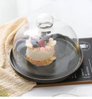 Axyaa Glass Covered Cake Tray for Desserts, Dim Sum, Fruits, and Bread Display