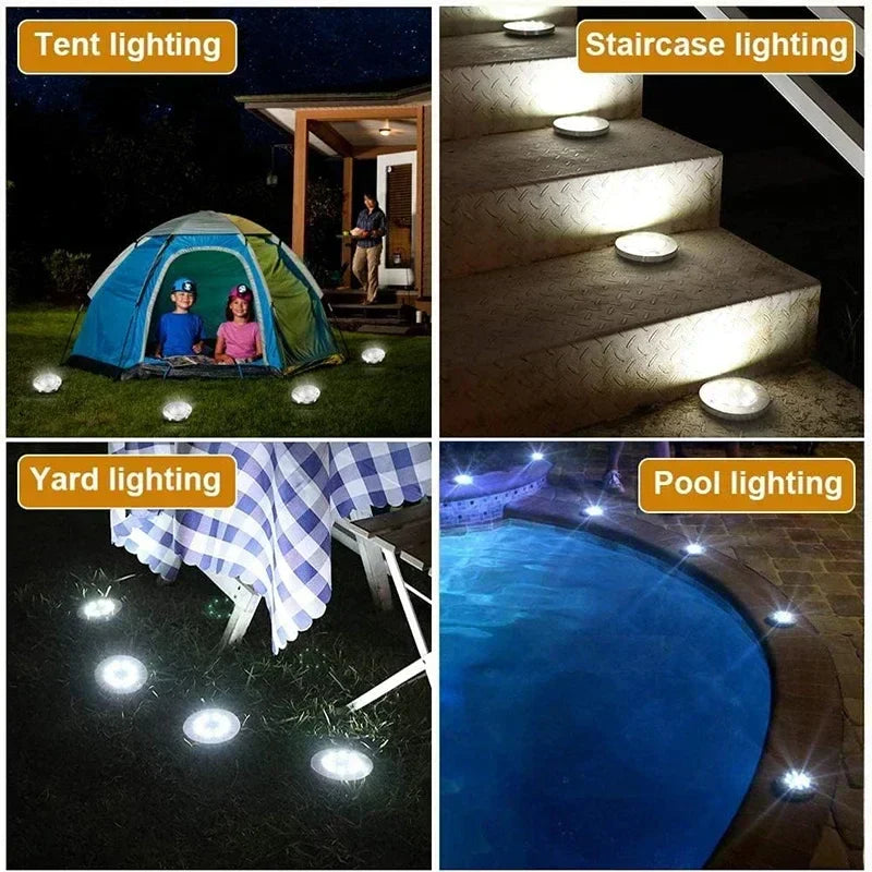 Axyaa Solar Disk Light Outdoor Garden Spotlight Buried LED Lamp