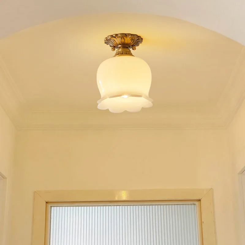 Axyaa Nordic Resin Copper Ceiling Light for Aisle Living Room Decoration