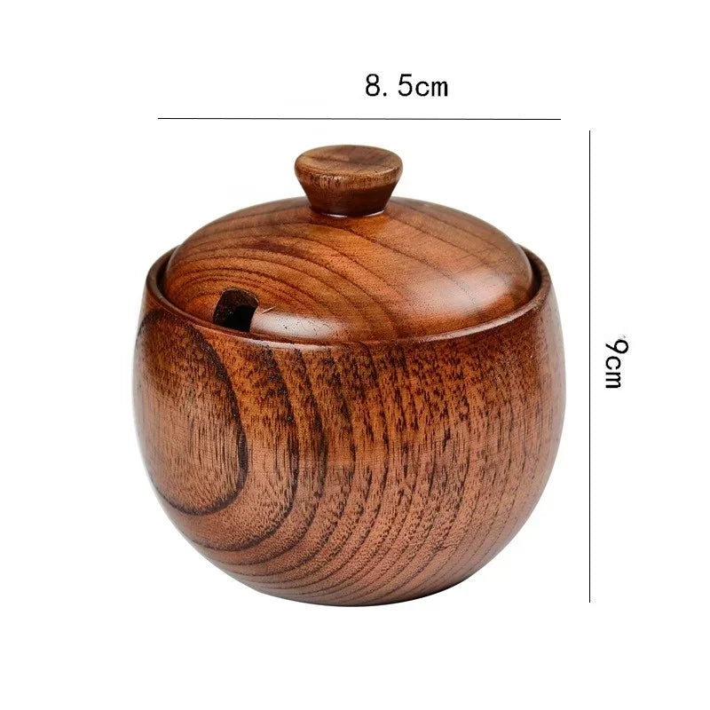 Axyaa Wooden Salt Jar with Spoon | Seasoning Container | Kitchen Spice Organizer