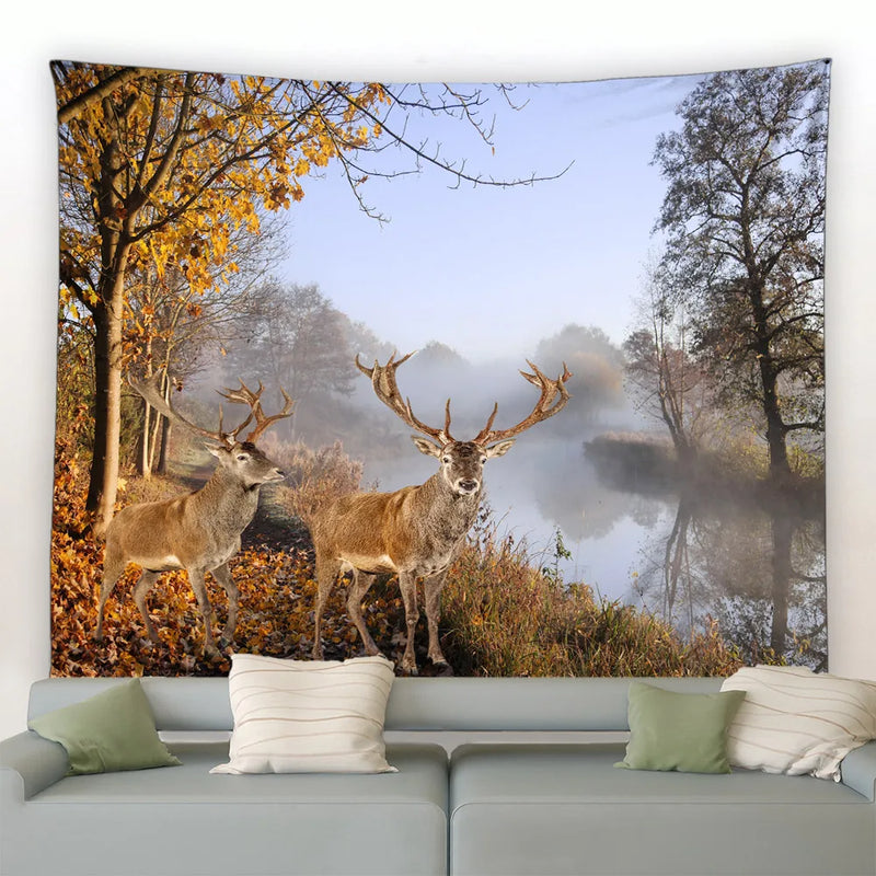 Axyaa Wild Animal Tapestry Nature Landscape Wall Hanging for Home Decor
