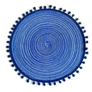 Axyaa Round Braided Placemats with Pompom for Dining Tables