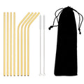 Axyaa Stainless Steel Straws Set with Cleaning Brush - Colorful, Reusable Metal Straws