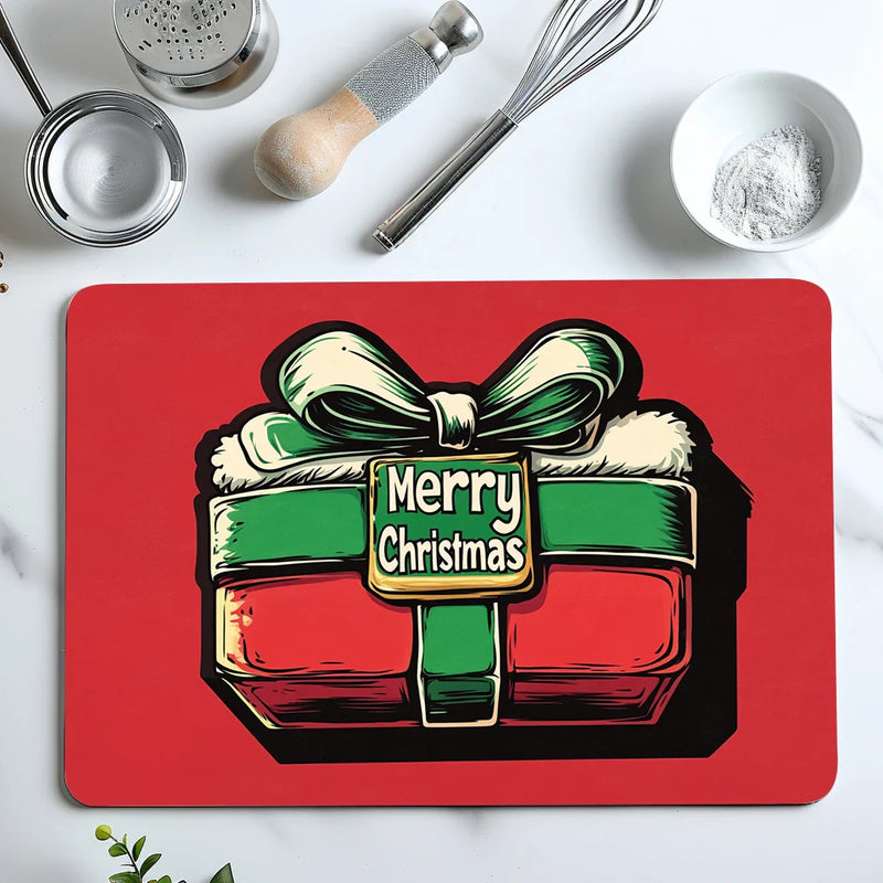Axyaa Christmas Kitchen Draining Mat - Quick Dry & Absorbent Dish Drying Pad