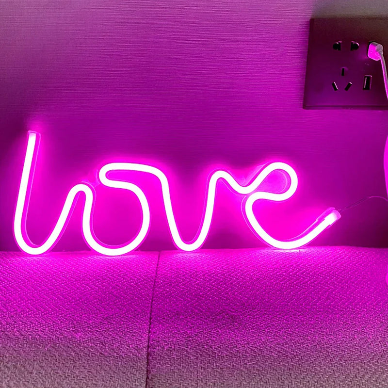 Axya Love Shape Neon Night Light: Battery & USB Powered Nightlight for Indoor Décor