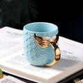 Axyaa Golden Mermaid Tail Ceramic Cup | 400ML Creative Tea Coffee Milk Mug