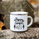 Axyaa Campfire Enamel Mug | Happy Camping Adventure Cups | Camper Van Gift