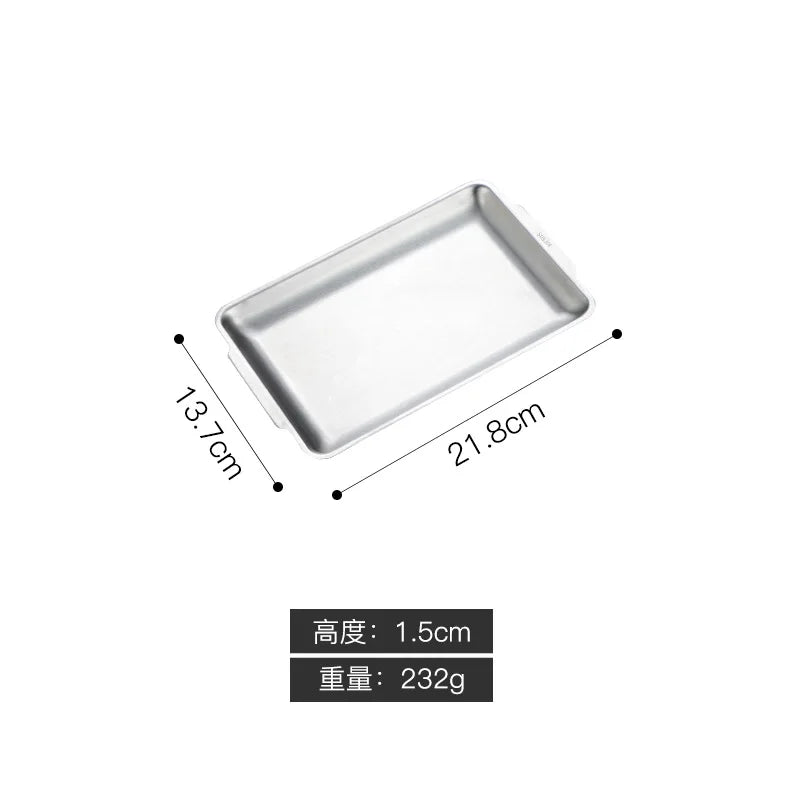 Axyaa Stainless Steel Rectangular Food Storage Tray for Sushi BBQ Baking Pan