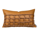 Axyaa Modern Orange Gray Leather Woven Cushion & Pillow Set
