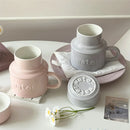 Axyaa Ceramic Water Bottle-Shaped Cups with Lids, Set of Multifunctional Large and Small Cups