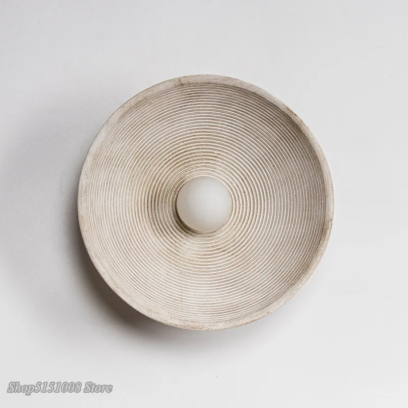 Axyaa Circle Wall Lamp: Retro Japanese Style Bedroom Sconces for Indoor Lighting