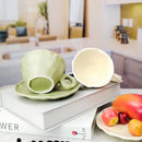Axyaa Petal Ceramic Cup and Saucer Set Creative Coffee Teacup Solid Color Designer Plate