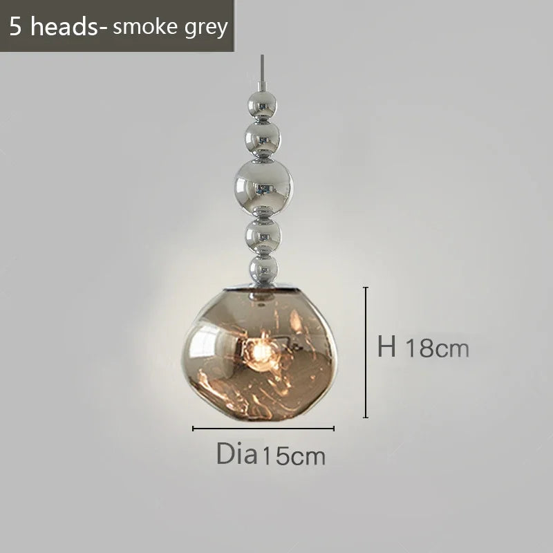 Axyaa Nordic Luxury Round Chandelier for Bar Counter, Bedroom, and Restaurant, Postmodern Lava Lamp