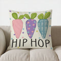 Axyaa Colorful Bunny Butts Happy Bun Pillow Cover