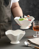 Axyaa High Foot Ceramic Ice Cream Bowl Lotus Leaf Design