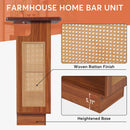 Axyaa Rattan 4-Tier Home Bar with Stemware Racks and Heightened Base