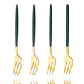 Axyaa Gold Fruit Cake Set: Mirror Stainless Steel Tea Fork, Snack Dessert, Small Salad Cutlery