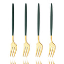 Axyaa Gold Fruit Cake Set: Mirror Stainless Steel Tea Fork, Snack Dessert, Small Salad Cutlery