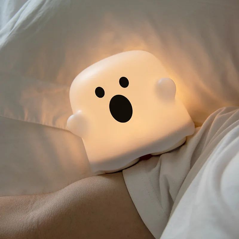 Axyaa Boo Ghost Silicone Lamp: Touch Sensor Dimmable LED Night Light, Rechargeable