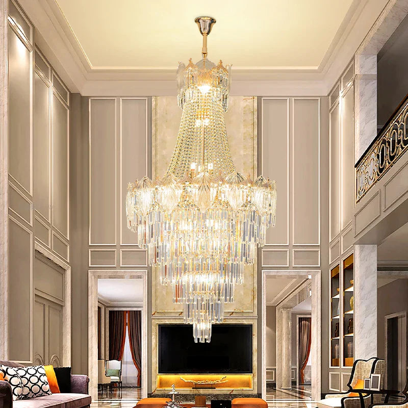 Axyaa Duplex Crystal Chandelier for Livingroom, Hotel, and Villa