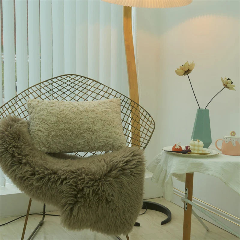 Axyaa Beige Pillow Cover 45*45cm Winter Essential for Living Room Sofa Decor