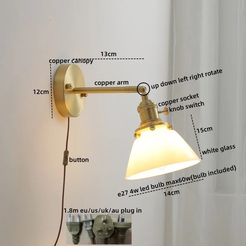 Nordic Modern LED Wall Light Axyaa Ceramic Bedside Lamp Pull Chain Switch